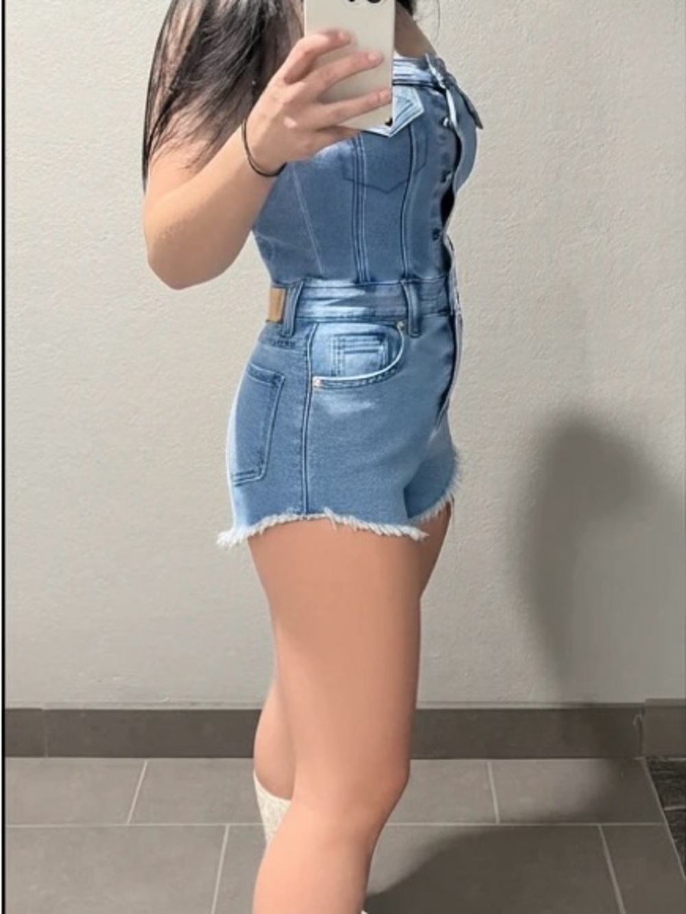 Fashion Nova Light Blue High-Rise Frayed Hem Denim Shorts